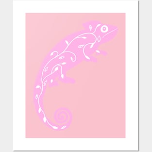 Pink Chameleon Posters and Art